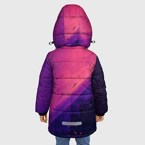 Зимняя куртка для девочки Неоновая пыль и лучи - Тёмно-розовый / 3D-Светло-серый – фото 4