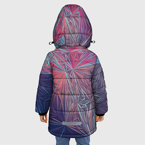 Зимняя куртка для девочки Абстрактные Многоугольные Кристаллы / 3D-Светло-серый – фото 4