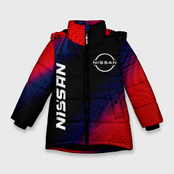Куртка зимняя для девочки Nissan Красный Карбон, цвет: 3D-черный