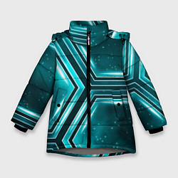 Куртка зимняя для девочки Космические соты, цвет: 3D-светло-серый