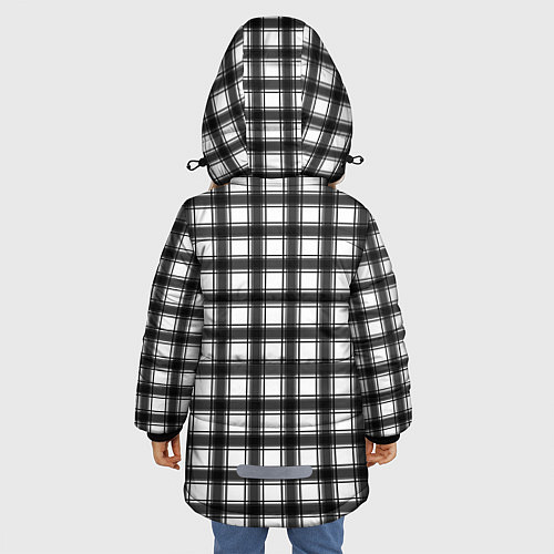 Зимняя куртка для девочки Black and white trendy checkered pattern / 3D-Светло-серый – фото 4