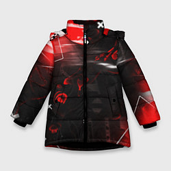 Куртка зимняя для девочки SCI-FI GLITCH - КРАСНЫЙ ГЛИТЧ, цвет: 3D-черный