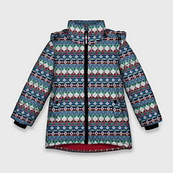 Куртка зимняя для девочки Мексиканский этнический многоцветный, цвет: 3D-красный