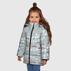 Куртка зимняя для девочки Коралловый и серо-голубой, мандала, цвет: 3D-светло-серый — фото 2