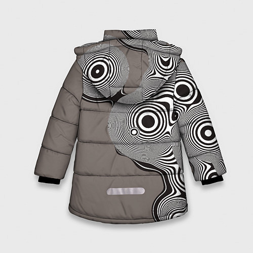Зимняя куртка для девочки Абстрактные круги-линии / 3D-Светло-серый – фото 2