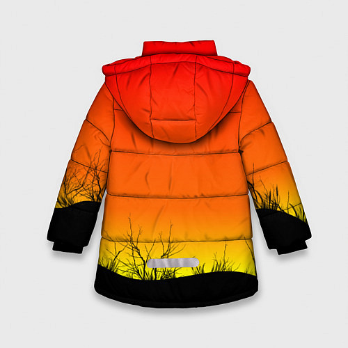 Зимняя куртка для девочки Закат и травы / 3D-Черный – фото 2