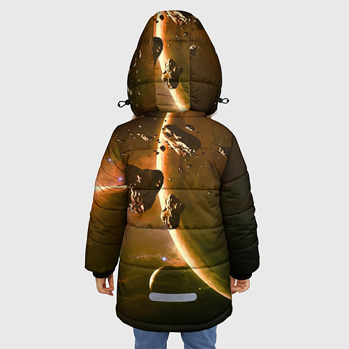 Зимняя куртка для девочки Две планеты в космическом пространстве / 3D-Красный – фото 4