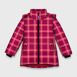 Зимняя куртка для девочки Красный модный узор в крупную клетку