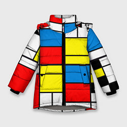Куртка зимняя для девочки Texture of squares rectangles, цвет: 3D-светло-серый