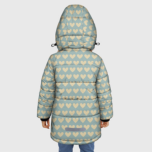 Зимняя куртка для девочки Бежевые сердечки / 3D-Светло-серый – фото 4