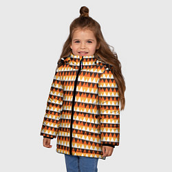 Куртка зимняя для девочки Треугольники на оранжевом фоне, цвет: 3D-черный — фото 2