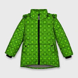 Зимняя куртка для девочки Зеленые круги и ромбы
