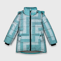 Куртка зимняя для девочки Абстрактный лабиринт на поверхности - Голубой, цвет: 3D-светло-серый