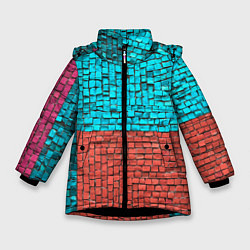 Куртка зимняя для девочки Каменно-кирпичная броня - Оранжевый, цвет: 3D-черный