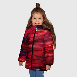 Куртка зимняя для девочки Красный абстрактный модный узор, цвет: 3D-черный — фото 2