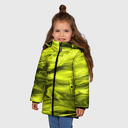 Куртка зимняя для девочки Неоновый желтый с черным абстрактный узор, цвет: 3D-красный — фото 2