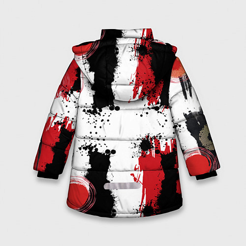 Зимняя куртка для девочки Живописная Абстракция / 3D-Черный – фото 2