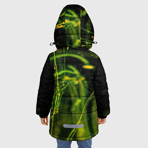 Зимняя куртка для девочки Абстрактные мазки красок - Жёлтый / 3D-Светло-серый – фото 4