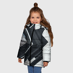 Куртка зимняя для девочки Абстрактные геометрические линии - Белый, цвет: 3D-красный — фото 2