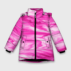 Куртка зимняя для девочки Розовая мраморная текстура, цвет: 3D-черный