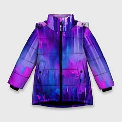 Куртка зимняя для девочки Purple splashes, цвет: 3D-черный