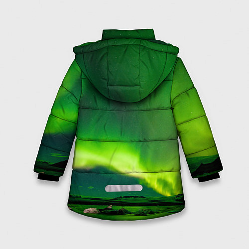 Зимняя куртка для девочки Абстрактное полярное сияние - Зелёный / 3D-Черный – фото 2