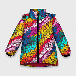 Куртка зимняя для девочки Абстракция - радужное настроение, цвет: 3D-красный