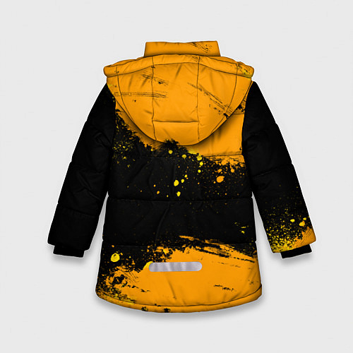 Зимняя куртка для девочки PORSCHE - ОРАНЖЕВЫЕ БРЫЗГИ / 3D-Черный – фото 2