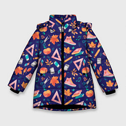 Зимняя куртка для девочки Школьные атрибуты