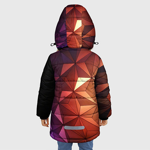 Зимняя куртка для девочки Абстрактная металлическая поверхность планеты / 3D-Красный – фото 4