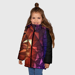 Куртка зимняя для девочки Абстрактная металлическая поверхность планеты, цвет: 3D-красный — фото 2