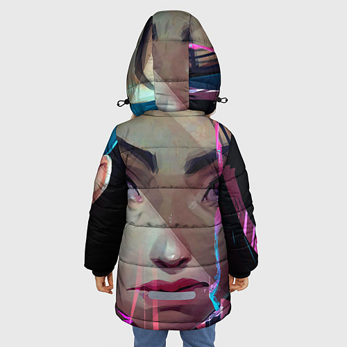 Зимняя куртка для девочки Jinx портрет - Аркейн League of legends / 3D-Светло-серый – фото 4