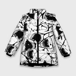Зимняя куртка для девочки Пасти акул - паттерн