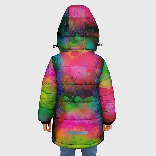 Зимняя куртка для девочки Разноцветные брызги кляксы / 3D-Светло-серый – фото 4