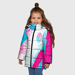 Куртка зимняя для девочки AC Milan neon gradient style: символ и надпись вер, цвет: 3D-черный — фото 2