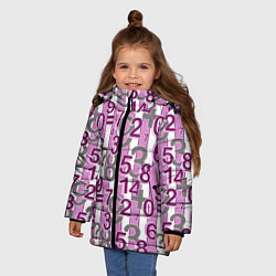 Куртка зимняя для девочки Бело-розовый узор Арифметика, цвет: 3D-светло-серый — фото 2