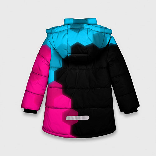 Зимняя куртка для девочки Porsche - neon gradient: по-вертикали / 3D-Черный – фото 2