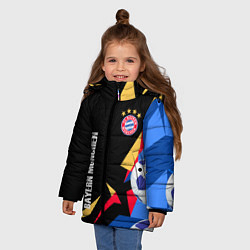 Куртка зимняя для девочки Bayern munchen Sport - цветные геометрии, цвет: 3D-черный — фото 2