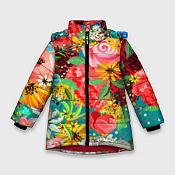 Зимняя куртка для девочки Multicolour of flowers