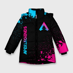 Куртка зимняя для девочки Apex Legends - neon gradient: символ и надпись вер, цвет: 3D-черный