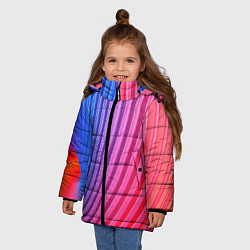Куртка зимняя для девочки Оптическая иллюзия с линиями, цвет: 3D-светло-серый — фото 2