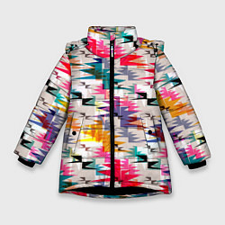 Зимняя куртка для девочки Многоцветный абстрактный геометрический