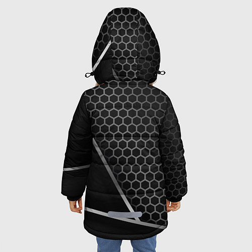 Зимняя куртка для девочки Jagur абстракция соты / 3D-Светло-серый – фото 4