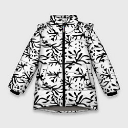 Зимняя куртка для девочки Черно белый абстрактный модный узор