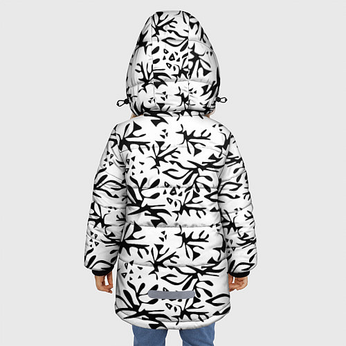 Зимняя куртка для девочки Черно белый абстрактный модный узор / 3D-Красный – фото 4