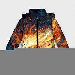 Куртка зимняя для девочки Центр вселенной - Абстракция, цвет: 3D-черный