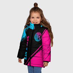 Куртка зимняя для девочки Inter - neon gradient: символ и надпись вертикальн, цвет: 3D-черный — фото 2