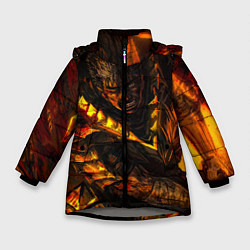 Куртка зимняя для девочки Берсерк Гатс В Огне, цвет: 3D-светло-серый