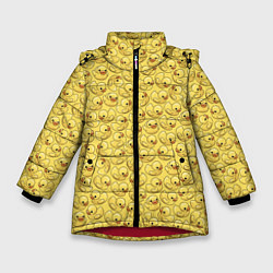 Куртка зимняя для девочки Утиный принт, цвет: 3D-красный