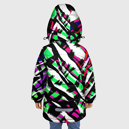 Зимняя куртка для девочки Разноцветная Зебра / 3D-Светло-серый – фото 4